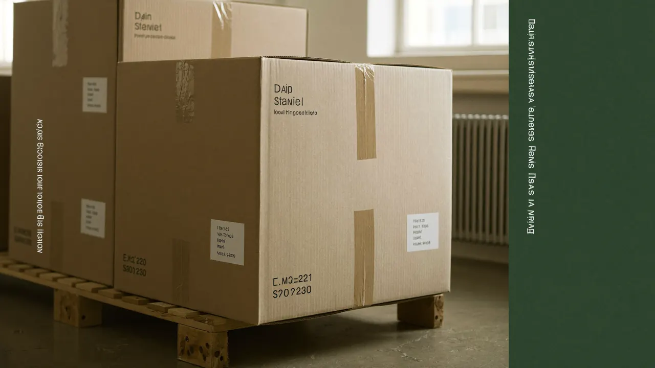 Cajas de exportación paletizadas en un almacén